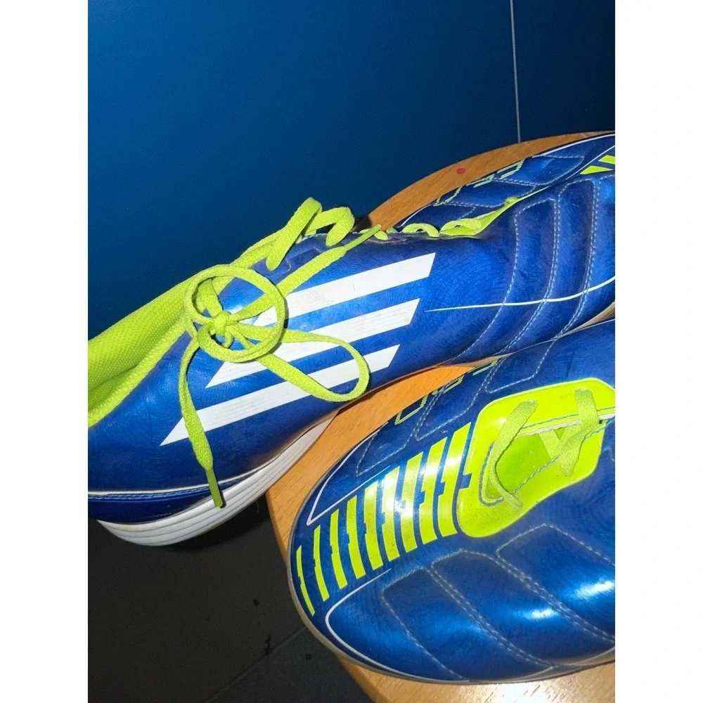 Adidas F50 Adizero Indoor Soccer Shoes Blue‎ Lime Green Adiprene Sneakers Mens